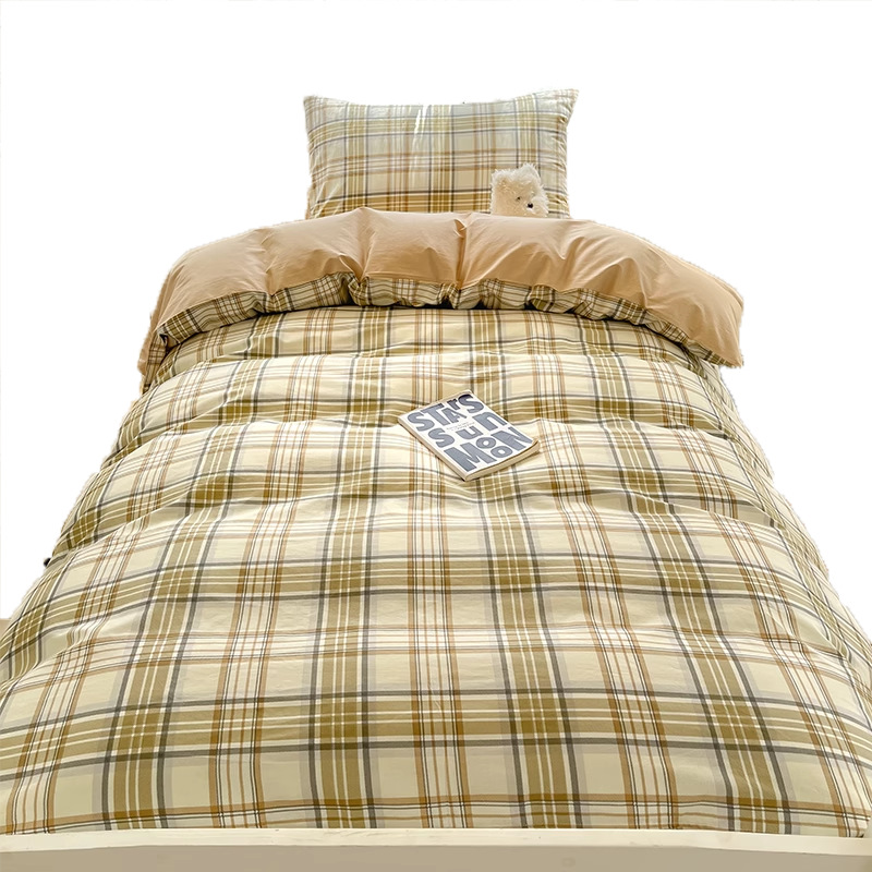 Verano simple algodón dormitorio universitario cama de tres piezas sábanas de algodón puro funda de edredón sábana ropa de cama de seis piezas