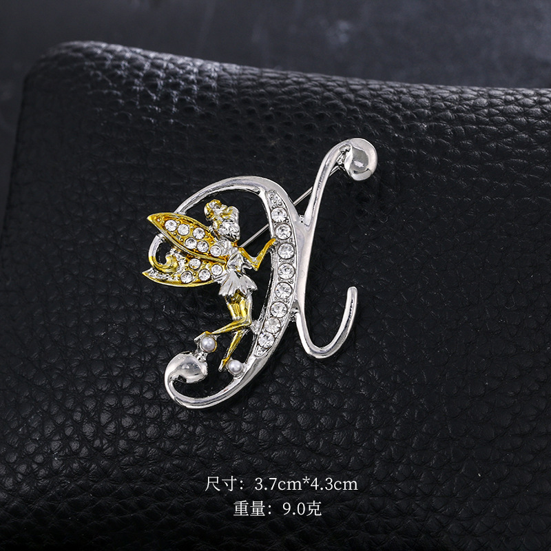 Ángel inglés carta broche moda oro diamante broche aleación ramillete accesorios de ropa PIN