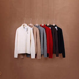 Polo RL拉夫针织绞花半拉链羊毛衫老钱风男女同款