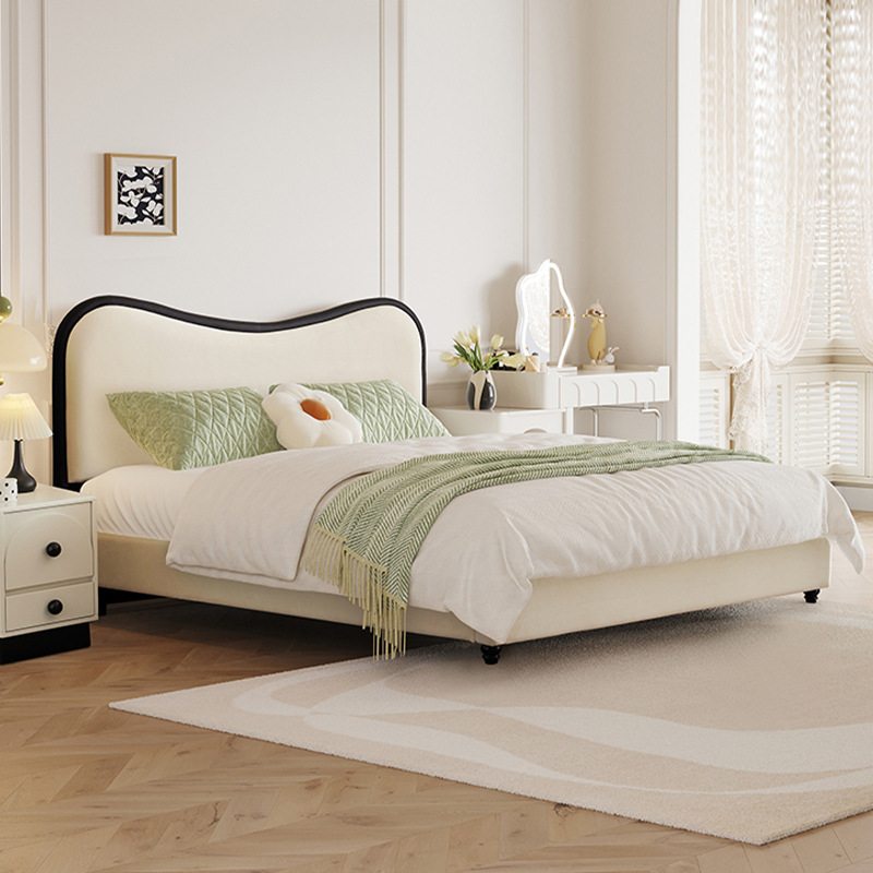 DASIMA estilo francés crema viento 1m 8 cama doble cabecera bolsa de respaldo en una cama grande cama principal cama de tela