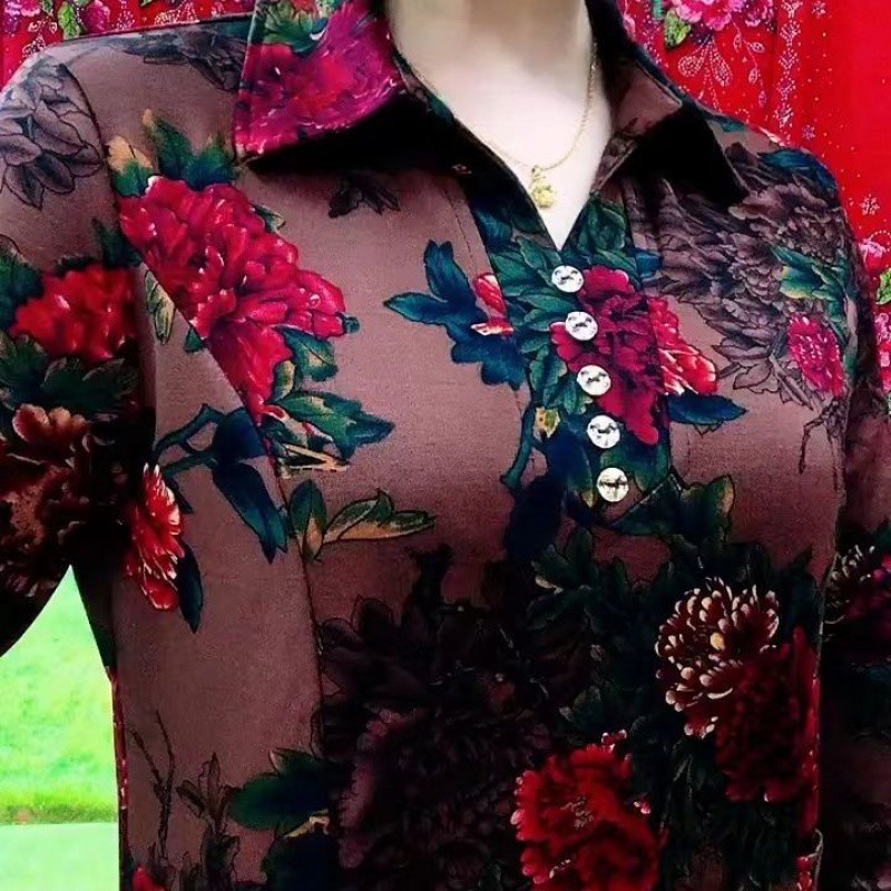 Fashionable floral shirts for middle-aged and elderly mothers 2024…