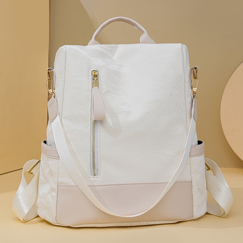 Bolsos para mujer 2024 nuevas señoras casuales mochila antirrobo color de contraste simple paquete mochila de viaje de doble propósito al por mayor