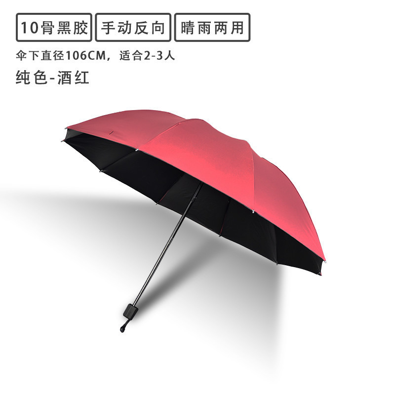 自動雨傘UV厚手黒ゴム日焼け止め晴雨傘折り畳み晴雨両用男女高級感日傘卸売り|undefined
