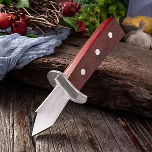 Manufacturer Wholesale Wooden Handle Stainless Steel Oyster Knife Outdoor Shell Opening Scallop Seafood Knife Shell Opening Oyster Knife