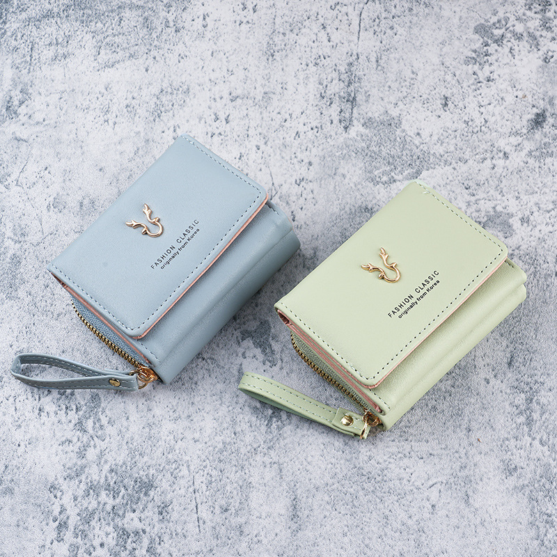 Cross-Border Women's Small Wallet Leather New Hand Coin Purse Two-In-One Zipper 70% off Card Holder Integrated Storage Bag