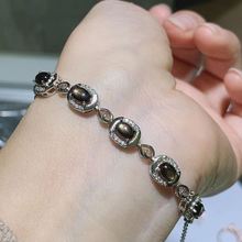 925银镶嵌天然星光蓝宝石手链厂家批发彩宝首饰女生饰品