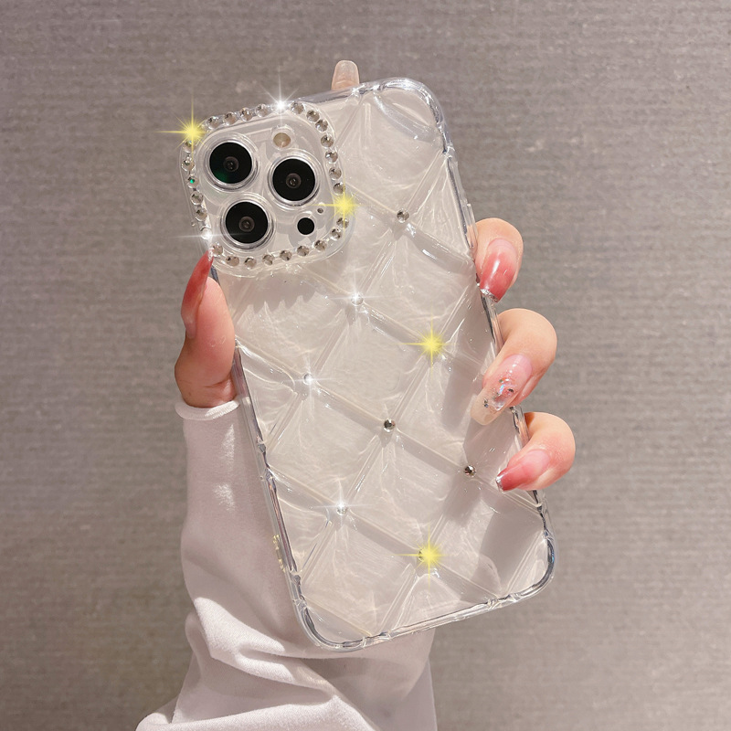 Diamond-Studded Case Suitable for Apple 17/16/15 Pro Max Phone Case iPhone 14 Anti-Drop Diamond-Shaped Transparent 13 New