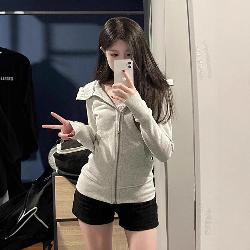 [Factory Outlet] Slim-fit Sweatshirt Coat Women's Autumn and Winter Spring and Autumn Tight Top Early and Autumn Wear Women's Short