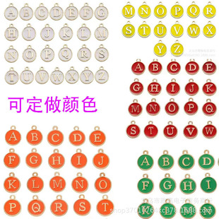 English letter brand alloy Jewelry pendant colorful round drop oil diy necklace bracelet earrings pendant accessories