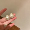 Elite earrings from pearl, silver needle, city style, high-quality style, simple and elegant design, internet celebrity, silver 925 sample, wholesale