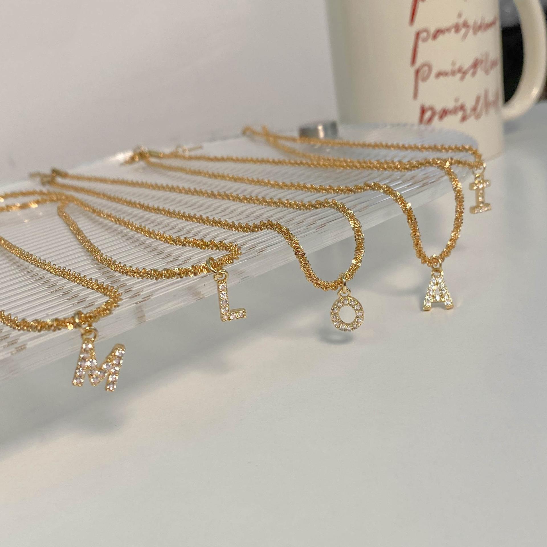 10g Weight Zircon Inlay Material Pendant Necklace Classification 1 Piece Quantity Holiday, Daily Occasion Titanium Steel Material Letter Pattern Women's Gender Plating, Inlay Design Simple Style, Classic Style Style Simple Style Classic Style Letter Titanium Steel Plating Inlay Zircon Pendant Necklace 2