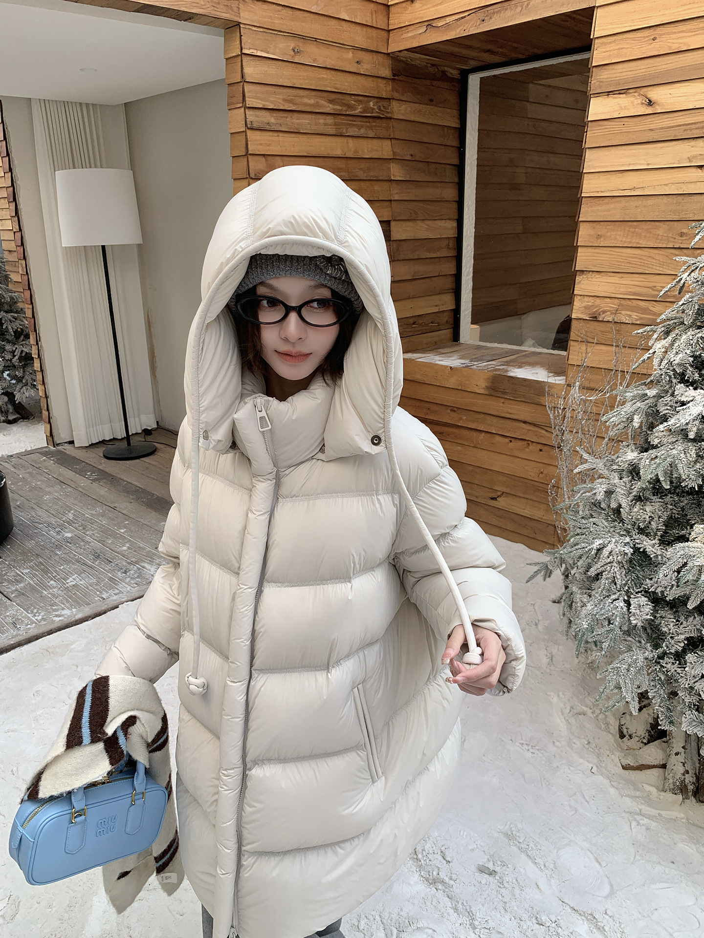 Velvet long windproof down jacket