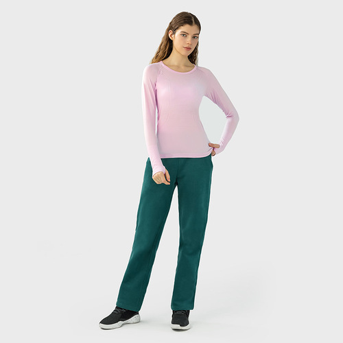 New autumn and winter lightweight breathable round neck sports tops for women stretch slim running fitness casual yoga wear long sleeves