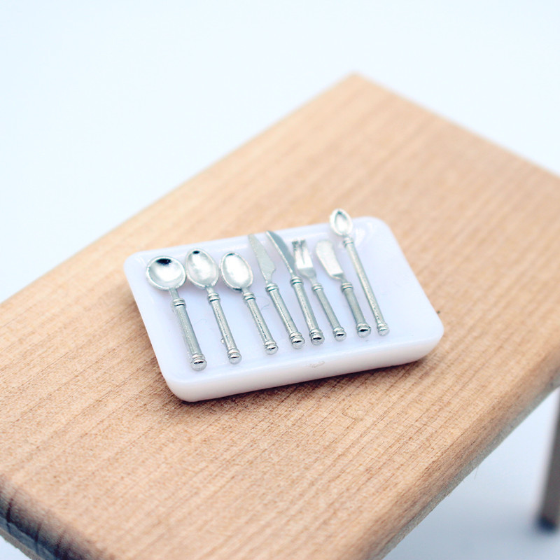 Dollhouse Dollhouse accessories mini knife, fork and spoon Western tableware miniature food and play scene model ob1 restaurant
