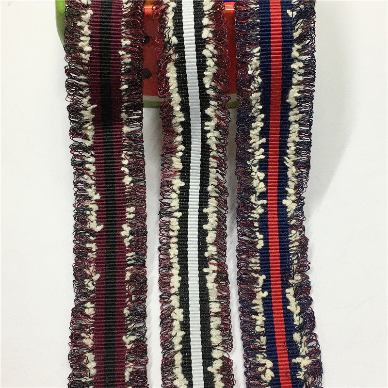厂家现货民族风彩色织带双边须花边 鞋帽箱包舞台装服装辅料供应