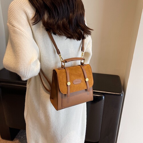 Japanese retro all-match small bag women's new contrast color fashion backpack niche design commuter crossbody bag