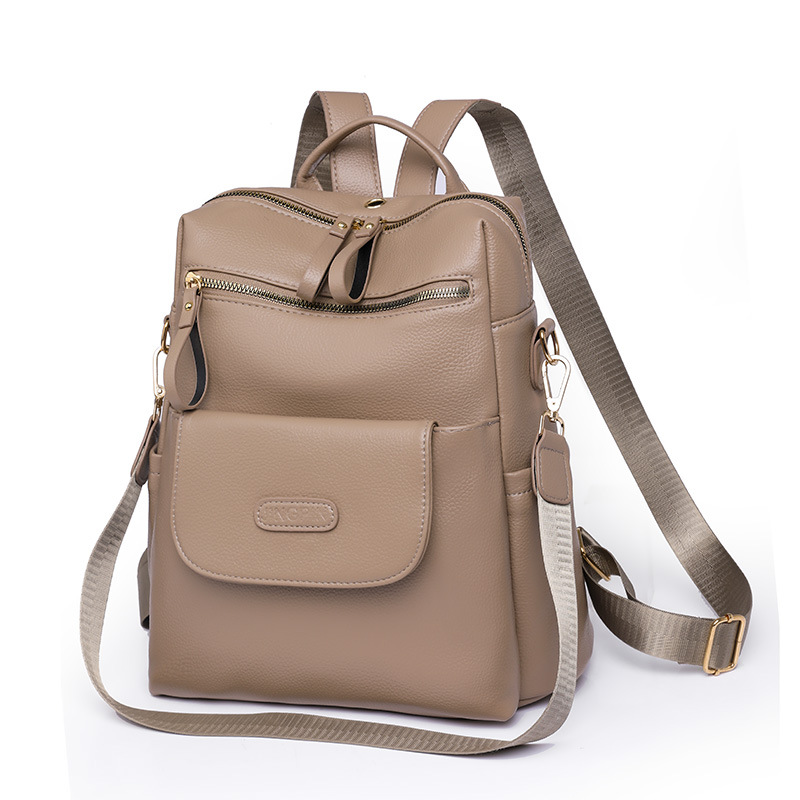 Mochila retro 2025, nueva bolsa para mujer, cuero suave de PU, gran capacidad, doble uso, bandolera, mochila informal para mujer