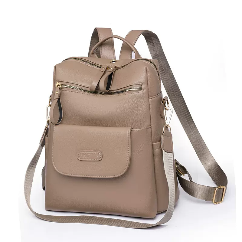 复古双肩包2025新款女包软皮PU大容量两用单肩包休闲女士双肩背包