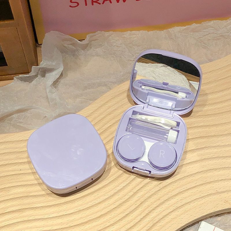 コンタクトレンズケース、ポータブル、コンパクト、シンプルなコンタクトレンズケース、コンパニオンケアボックス、収納ボックス、ミラー付きホットスタンピングレーザー|undefined