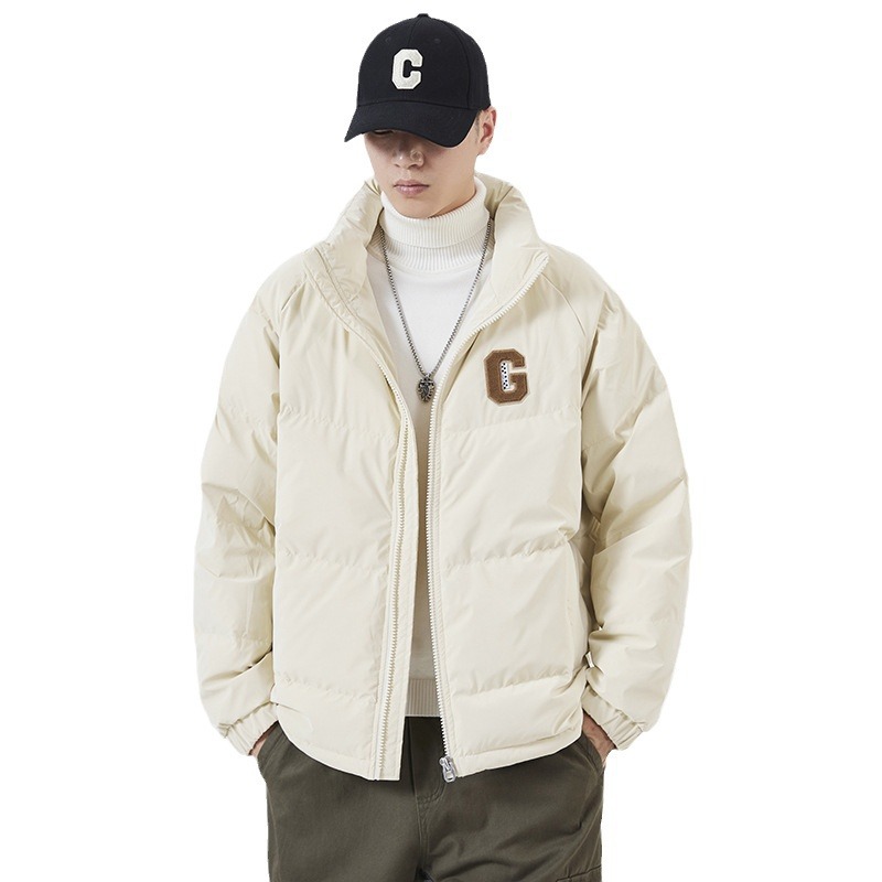 High end light luxury down men, short style stand up collar loose bread jacket, winter warm and fashionable casual_voghion.com