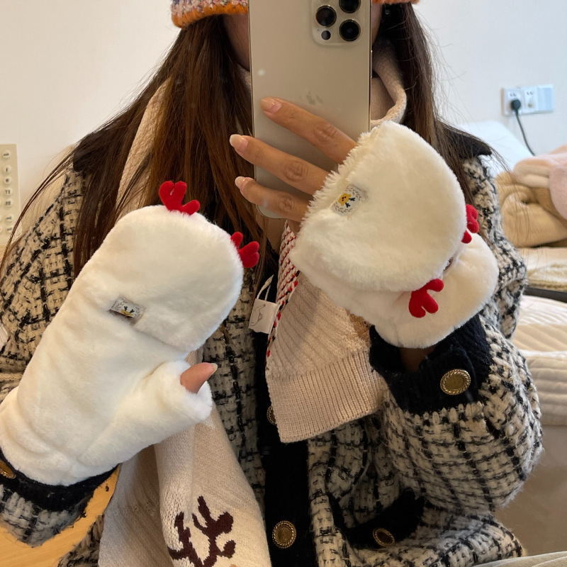 ヘラジカのクリスマスの手袋の女性の冬の毛の保温は学生を覆います。|undefined