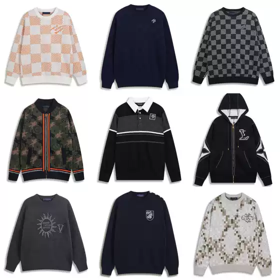 Authentic 25SS LV New Arrival Four-Leaf Clover Checkered Letter Logo Jacquard Wool Knit Sweater