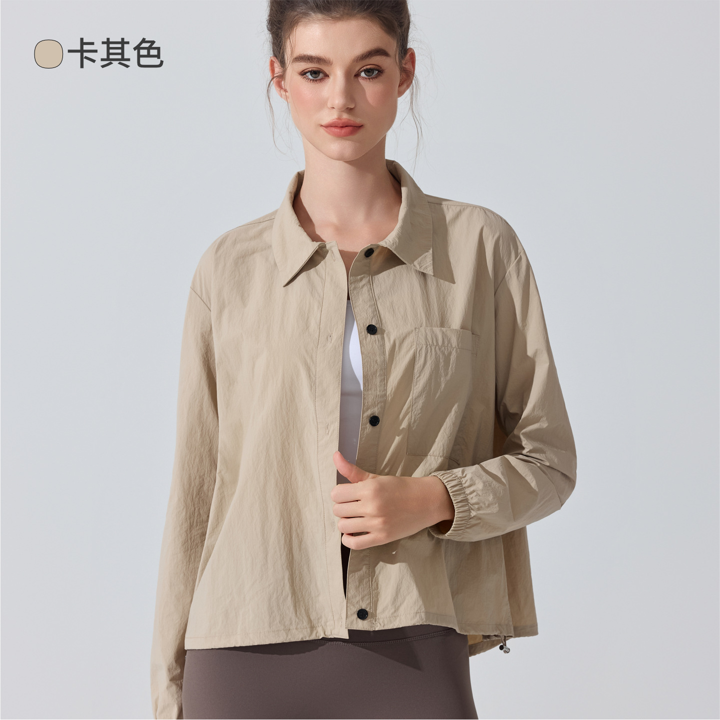 Camisas deportivas casuales antiviento de manga larga delgada suelta protección solar a prueba de viento camisa de yoga chaqueta de aire image 8