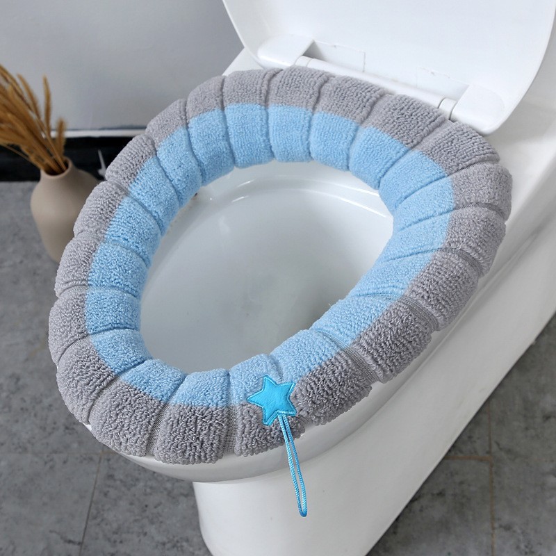 Toilet Seat Cushion Winter Thick Seat Cover Four-Season Universal Home Toilet Ring Seat Cushion Knitted Toilet Seat Cushion