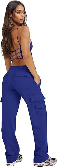 Women's Clothing New Multi Pocket Y2K Overalls Casual Loose Sports Fitness Wide Leg Pants_voghion.com