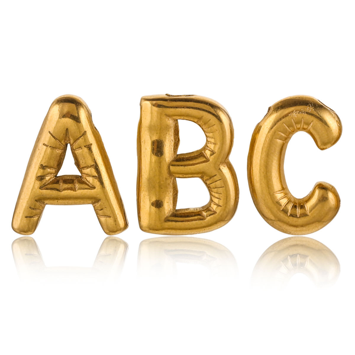 304 Stainless Steel Material 5 PCS/Package 304 Stainless Steel PVD Coated Real Gold Plated Letter Pendant DIY Jewelry Accessories