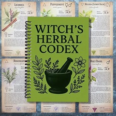 跨境爆款復古女巫草藥筆記本 - 旧款螺旋式綁定植物日記本线圈本