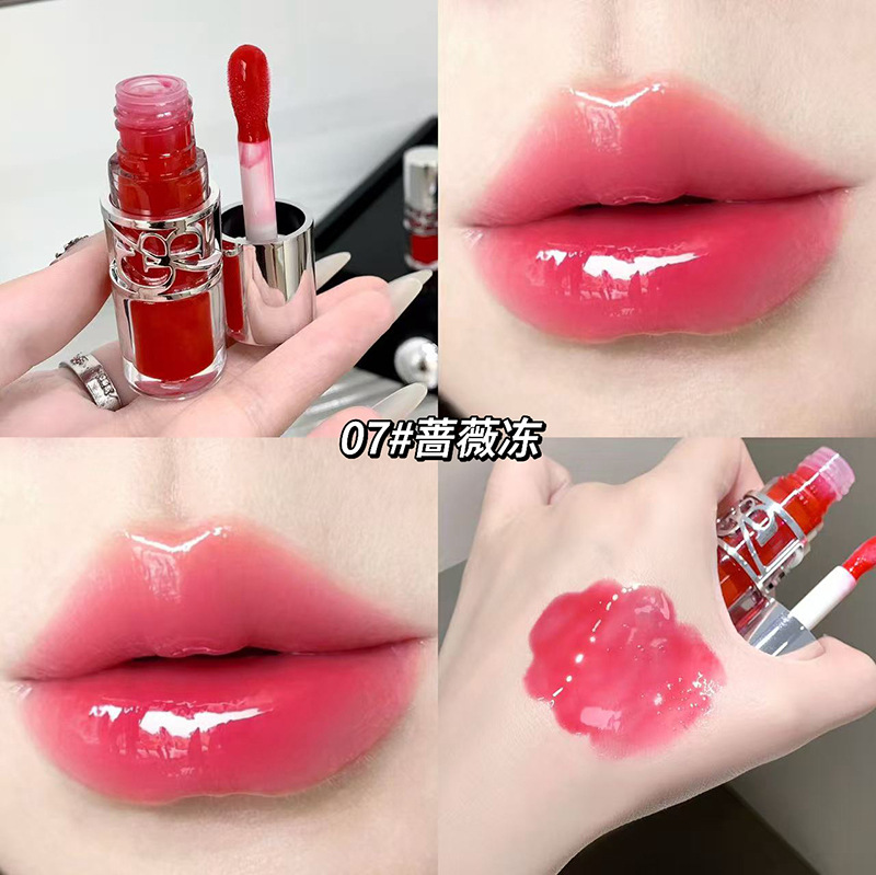 Gege Bear esmalte labial brillante con brillo de agua para cubrir las marcas labial. Esmalte labial transfronterizo brillante con espejo de agua.