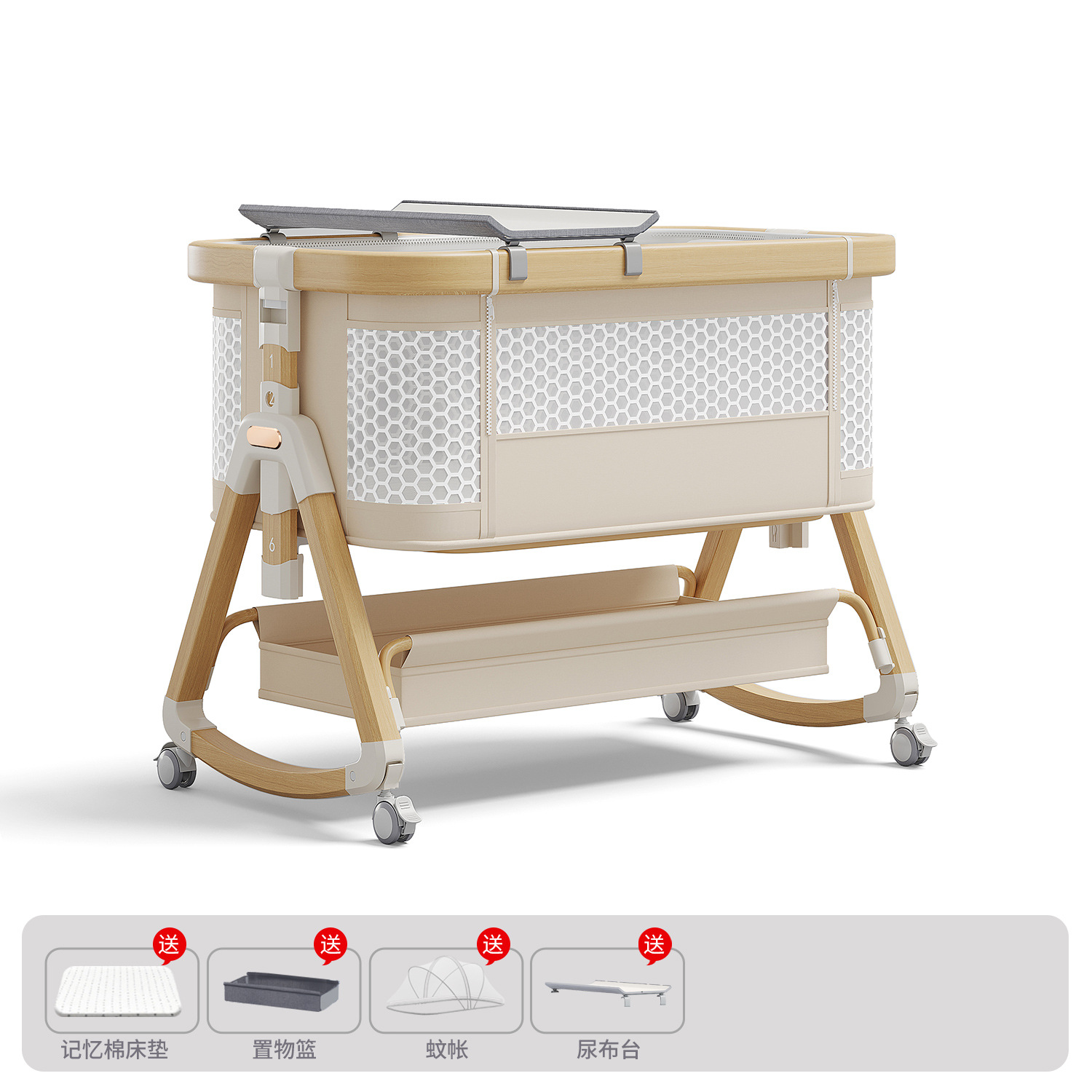 Cama para bebés, campana móvil, cuna, cama plegable portátil multifuncional, cama BB para recién nacidos, cama de empalme grande
