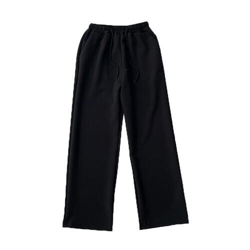 Summer Ins Sheer Slim Straight Loose Korean Style Trendy Dark Black Casual Wide Leg Drape Suit Pants for Men
