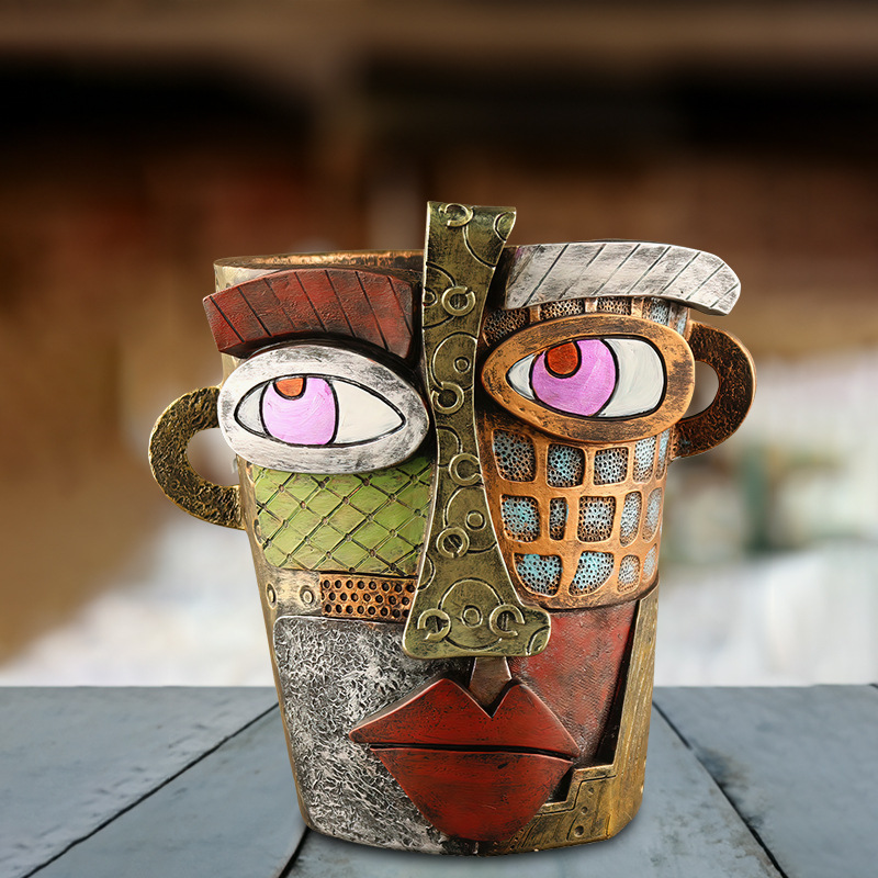 추상 색 꽃 냄비 (골동품)