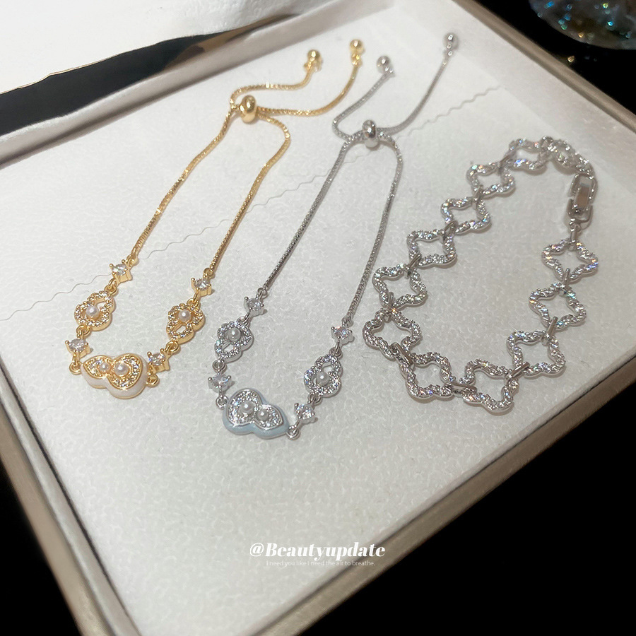 Pulsera de perlas de calabaza de circón galvanizado en oro real de 18k, pulsera exquisita y elegante de todo fósforo, joyería de alta calidad de lujo ligero para mujer