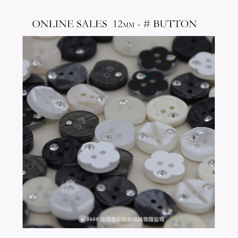 Resin Diamond Flower Smiley Face Buttons Shirt Cardigan Buttons Kidsren's Clothing Buttons Two-Eye Buttons Dress Buttons