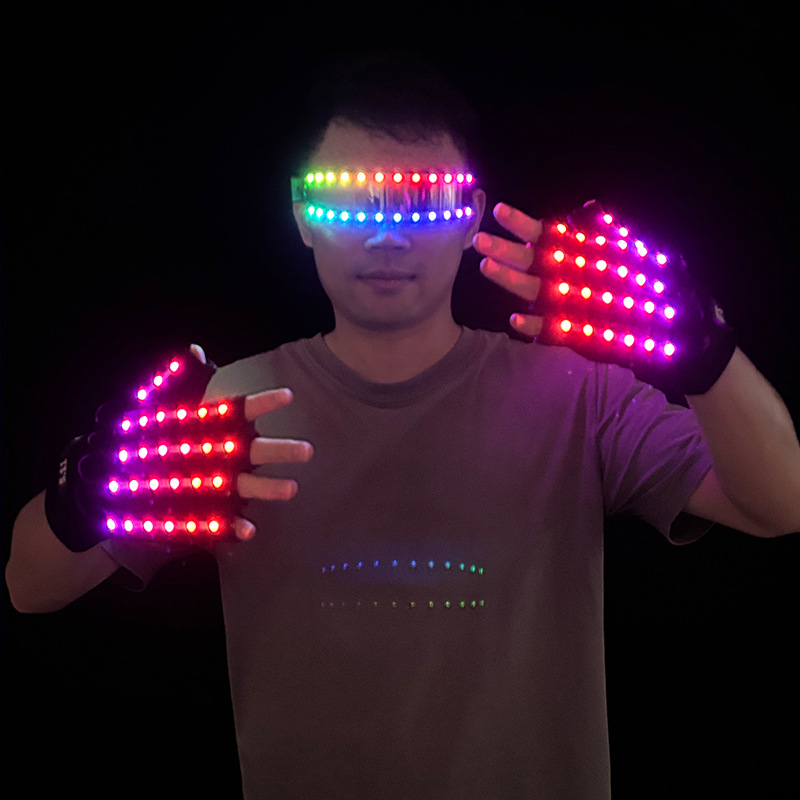 Gafas luminosas LED para Halloween, discoteca, actuación, accesorios luminosos, gafas luminosas intermitentes USB de colores para hombres y mujeres