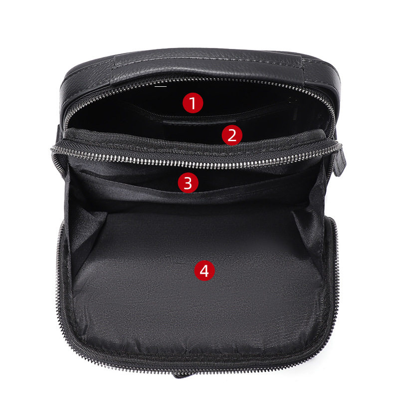 Túi đeo chéo nam da bò thật 20×8×24 cm kiểu mới đơn giản — Màu đen