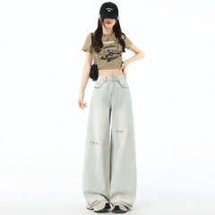 欧商品のストレートジーンズの女性の春の新型の欧商品の潮牌の小さい背はやせています。