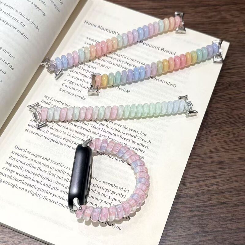 Colorful Dopamine Gummy Coil Watch Band Suitable for Apple Watch Iwatch10 with New Summer Style