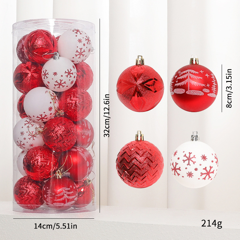 Amazon explosión 8cm / 24pcs decoraciones navideñas de forma especial colgantes de navidad colgantes al por mayor