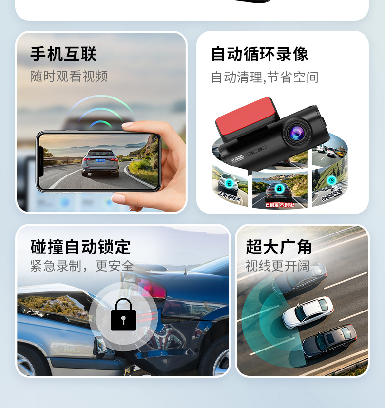 4K Ultra-Clear Driving Recorder, New Model with Wifi Connectivity, Starlight Night Vision, Intelligent Loop Recording, Automatic Coverage