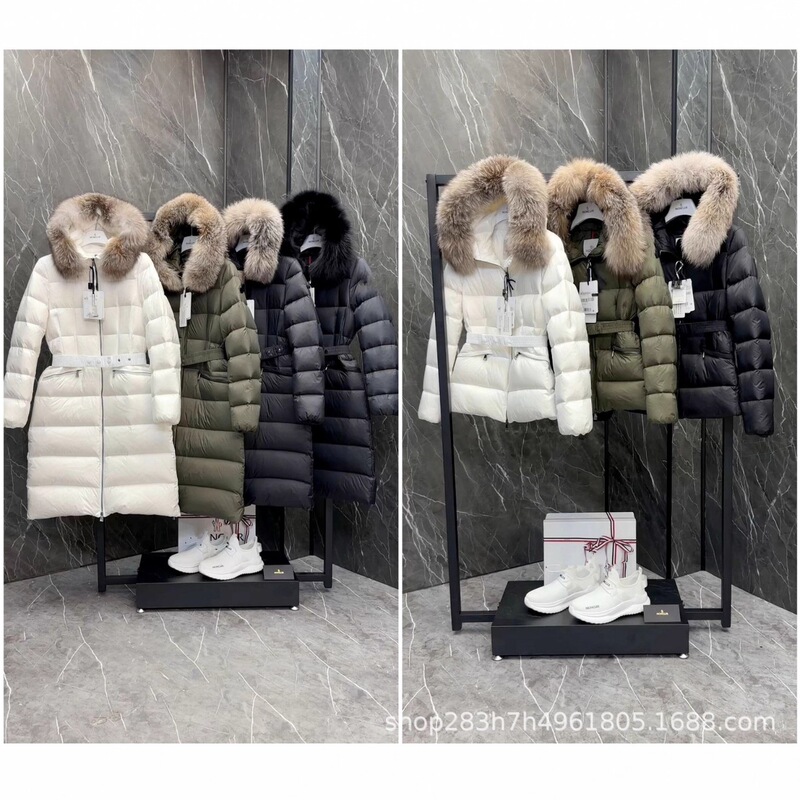 Putian High Version Boed down Jacket Women's Fur Collar Mid-Length Hooded Slim Slim Belt Short Jacket