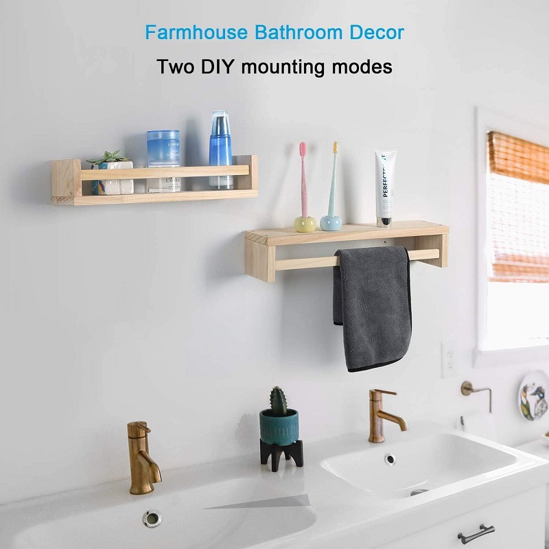 Amazon suministro directo de partición flotante sala de bebé estantería cocina baño estilo rústico montado en la pared rack de almacenamiento