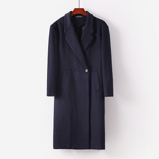 New Classy Men's Large Size Loose Wool Outwear Double-Breasted Over-The-Knee Extra Long Windbreaker Jacket for Men in Autumn and Winter