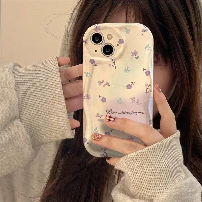 Purple Flower Love Adecuado para iPhone 16pro funda para teléfono móvil Apple 15 anti-caída 14 Japón y Corea del Sur 13promax nuevo 12x