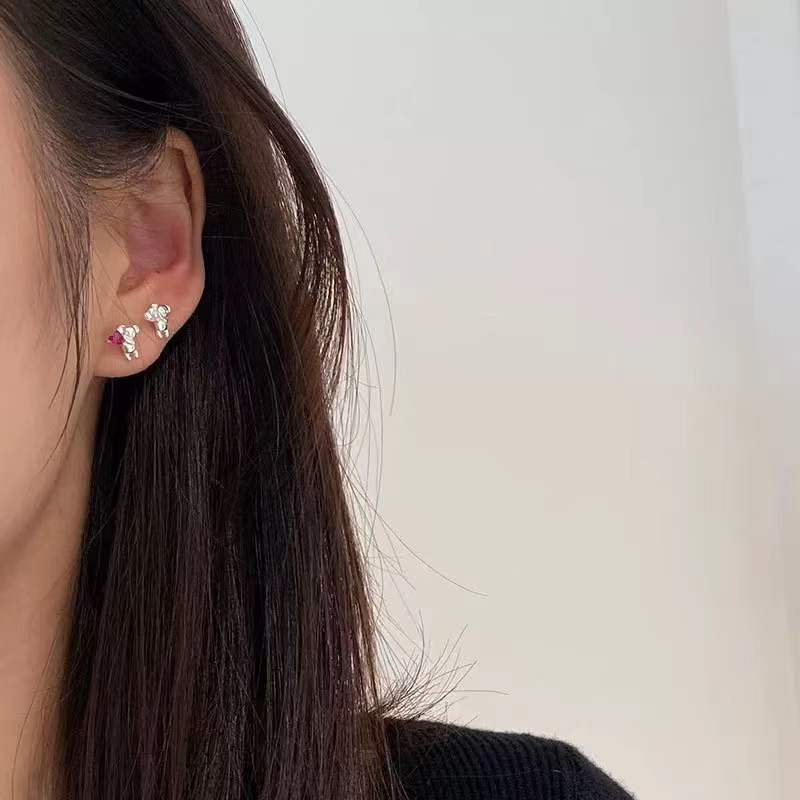 925 Sterling Silver Material 1 Pair 925 Sterling Silver Round Star Heart Shape Ear Studs