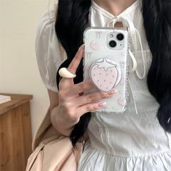 甜美粉色草莓蝴蝶结磁吸适用iPhone16苹果15ProMax手机壳14少女13