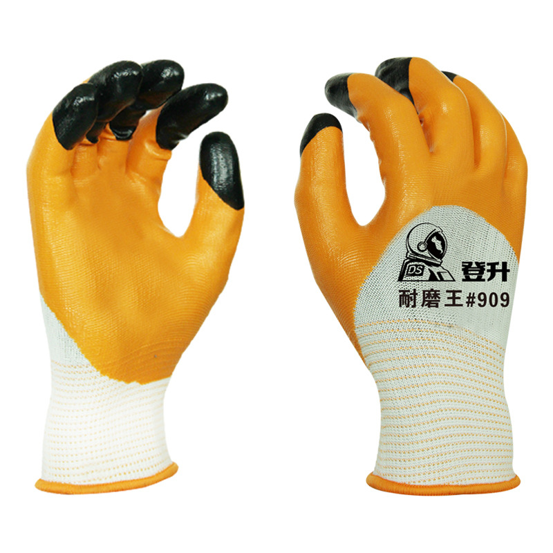 Dengsheng D828 guantes de protección laboral de nitrilo resistente al desgaste resistente al aceite transpirable duradero sitio de construcción manipulación trabajador de la barra de acero